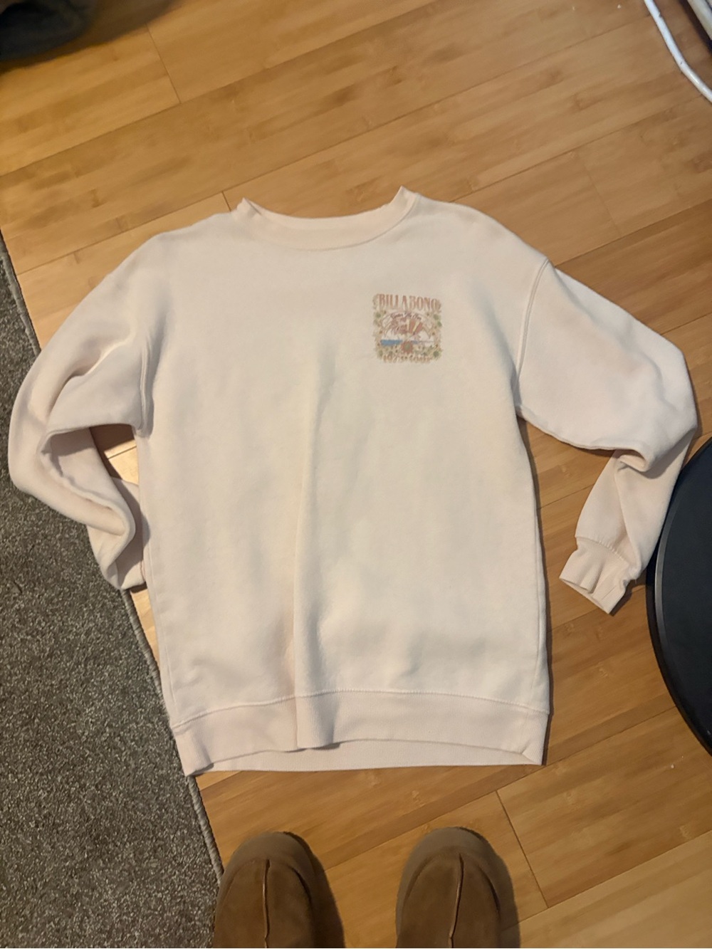 Billabong Cream Crewneck with Subtle Chest Graphic